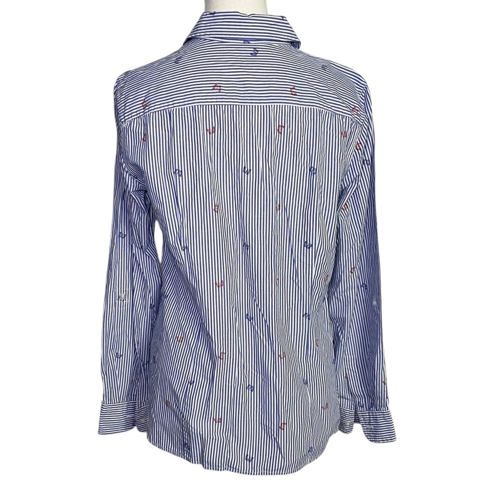 Talbots Blue and White Striped Button Down Long Sleeve Shirt - Picture 2 of 12